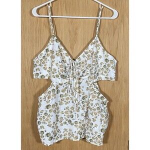 Banana Republic Strappy V-Neck Sleeveless Ditzy Floral Print Top Women's Lg NWT